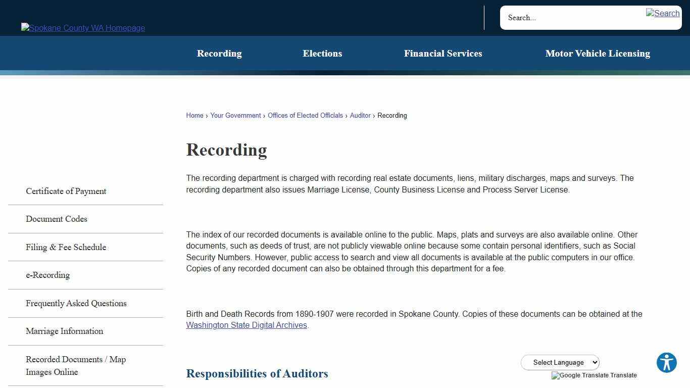 Recording | Spokane County, WA